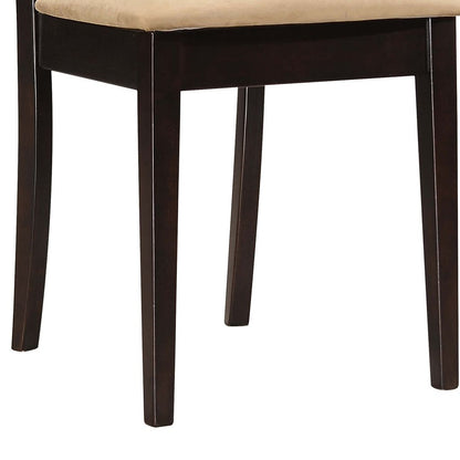 Geometric Wooden Dining Chair with Padded Seat, Set of 2, Brown and Beige - View 4