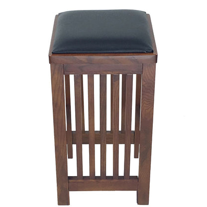 Faux Leather Upholstered Wooden Backless Barstool, Dark Brown - View 3