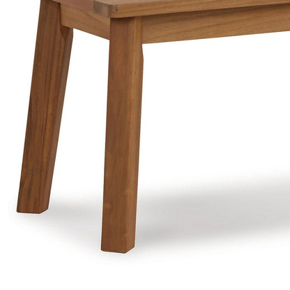 47 Inch Rectangular Bench, Natural Acacia Wood, Slatted Seat, Angled Legs - View 4