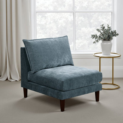 Rio 33 Inch Modular Armless Sofa Chair, Lumbar Cushion, Slate Blue Fabric - View 7