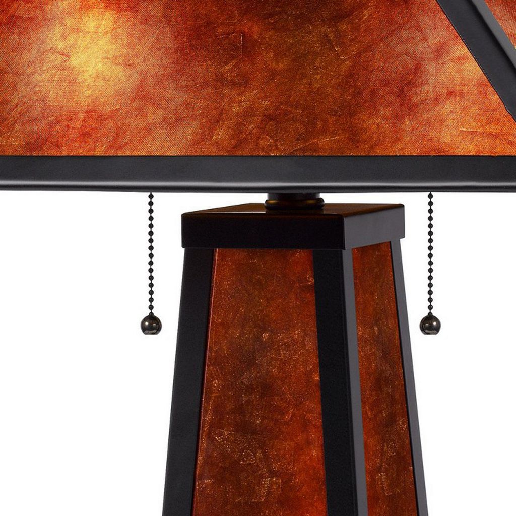 24 Inch Elegant Mica Table Lamp With Night Light, Pull Chain Switch - View 3
