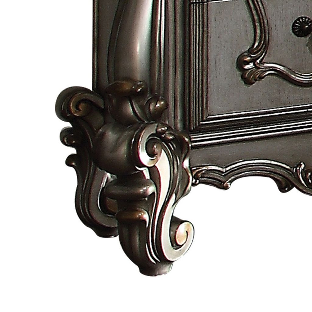 Two Drawer Nightstand With Oversized Scrolled Legs In Antique Platinum Finish - View 4