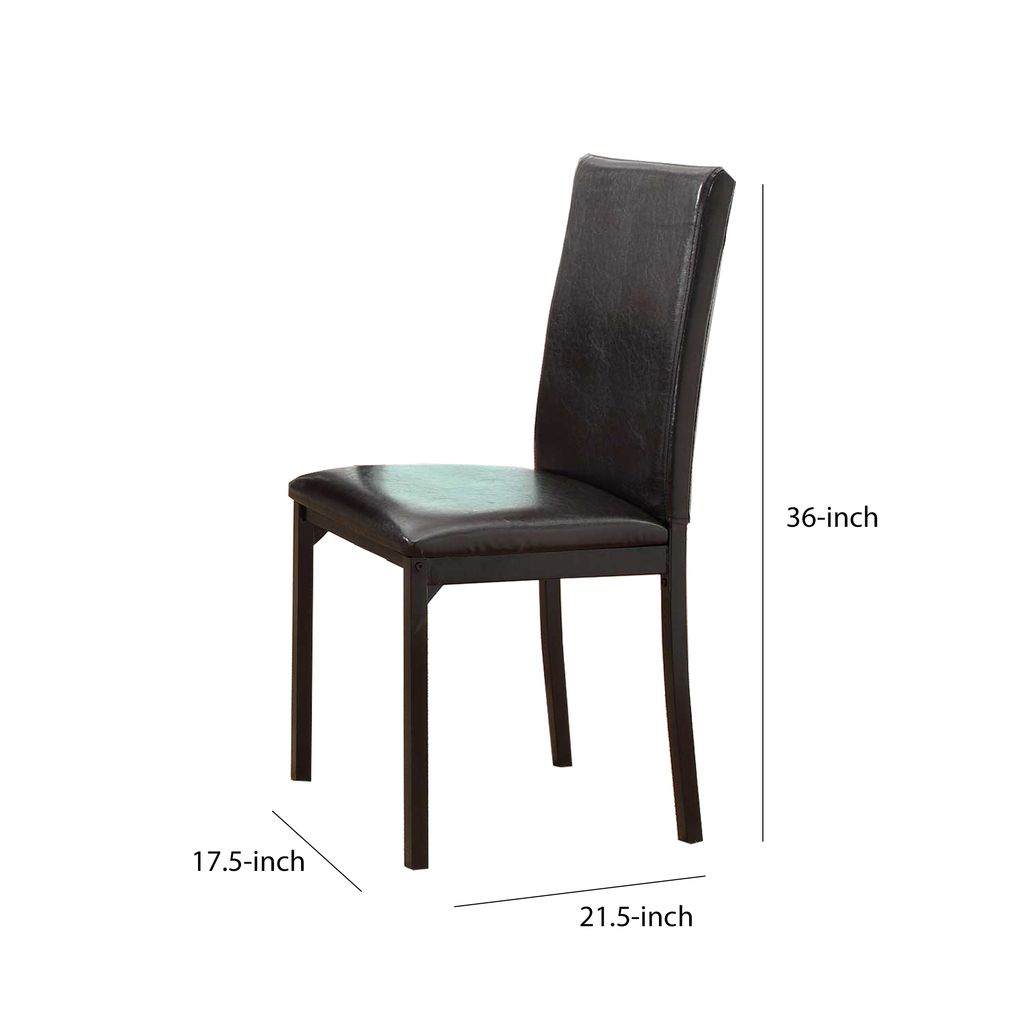 Leatherette Upholstered Counter Height Metal Frame Side Chair, Dark Brown (Set of 4) - View 6