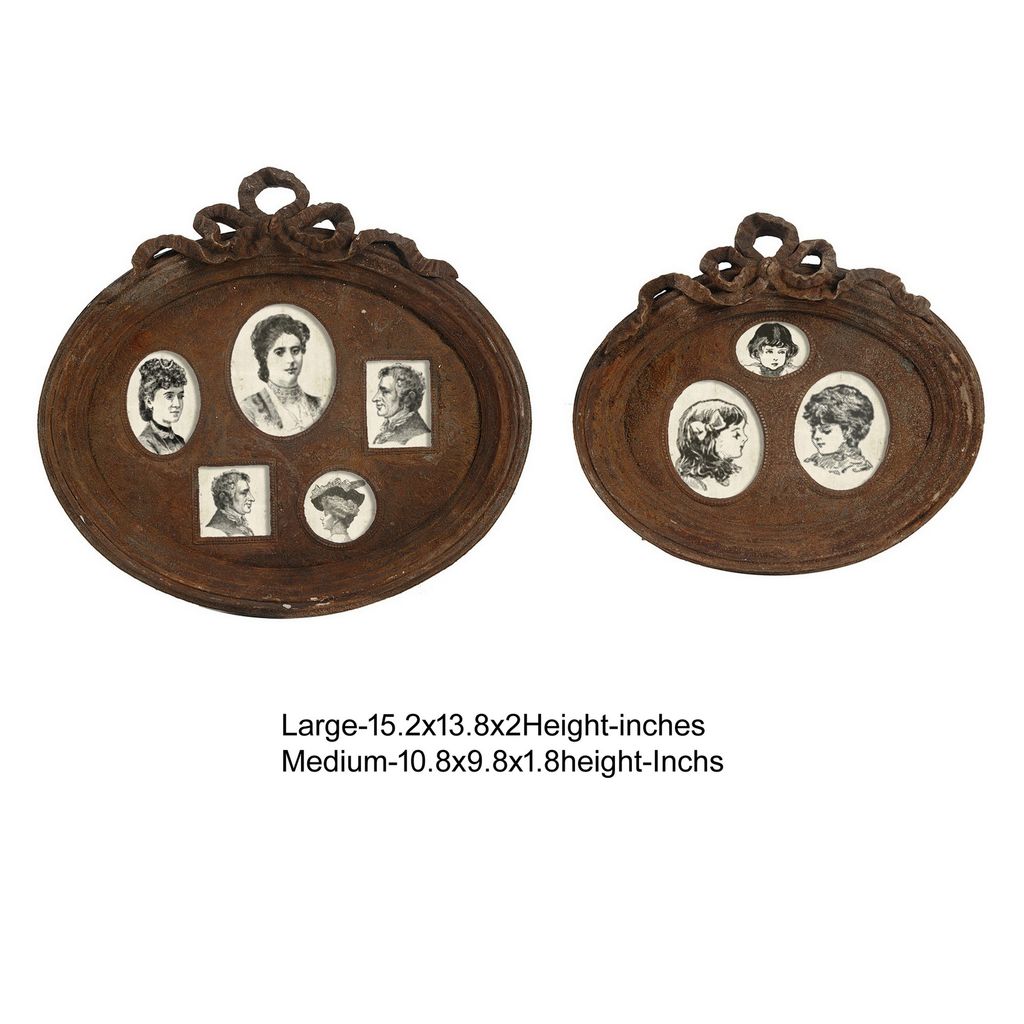 Traditional Style Rustic Photo Frame in Ceramic, Set of Two, Brown - View 6