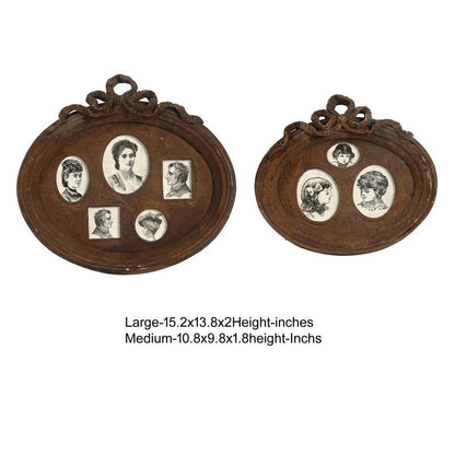 Traditional Style Rustic Photo Frame in Ceramic, Set of Two, Brown - View 6