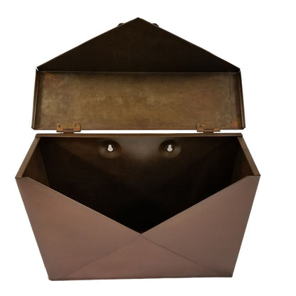 Envelope Shaped Wall Mount Metal Mail Box, Copper - View 2