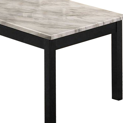 3 Piece Coffee Table and End Table with Faux Marble Top, Black and White - View 3