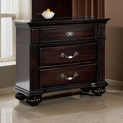 Syracuse Traditional Style Beautiful Nightstand, Dark Walnut - View 7