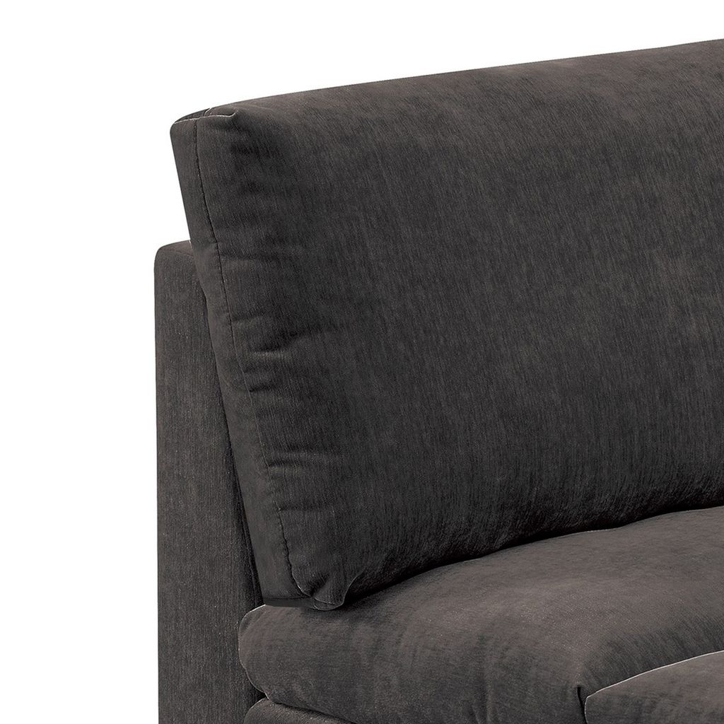 Luna 35 Inch Modular Armless Chair, 3 Layer Plush Cushion Seat, Dark Gray - View 2