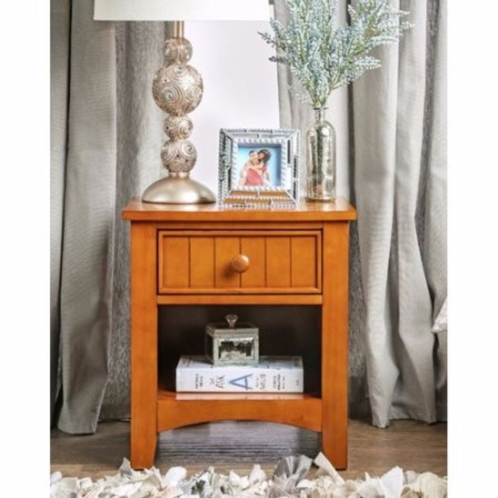 Omnus Wood Night Stand, Oak Finish - View 2