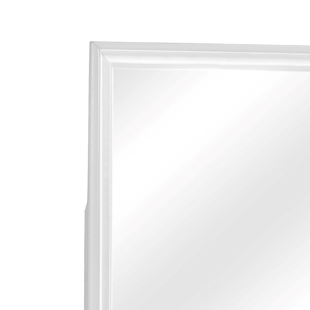 Square Molded Wooden Frame Dresser Mirror, White and Silver - View 3