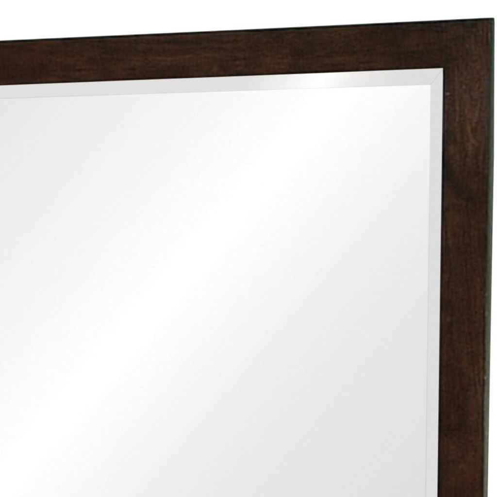 40 Inch Solid Wood Modern Mirror, Portrait, Framed, Cappuccino Brown - View 2