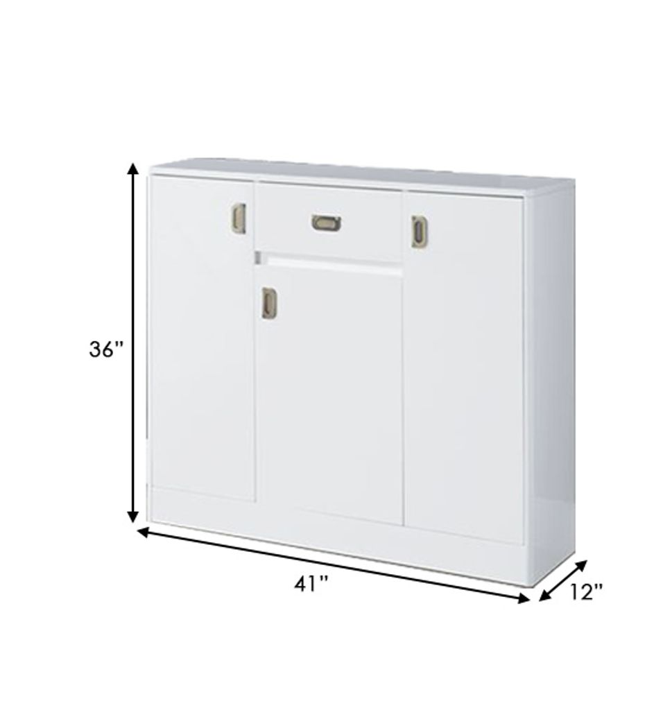 Server with 3 Door Storage and High Gloss, White - View 5