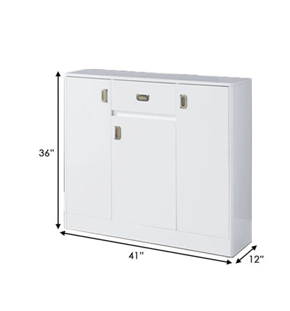 Server with 3 Door Storage and High Gloss, White - View 5