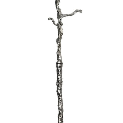 71 Inch Modern Aluminum Coat Stand, Branch Accent, Perched Bird, Silver - View 3
