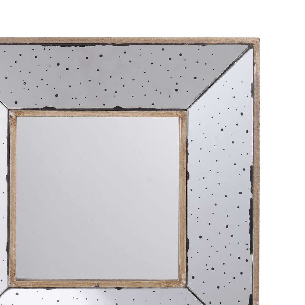 Joe 12 Inch Square Wall Mirror, 3 Dimensional, Speckled Off White and Brown - View 3