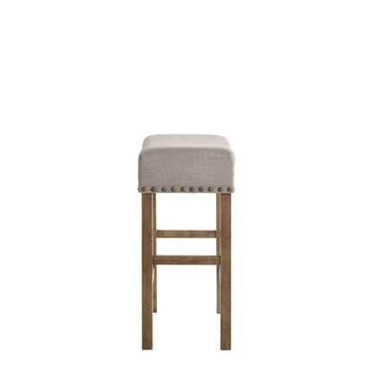 Fabric Upholstered Wooden Counter Height Stool,Set of 2,Brown and Gray - View 4