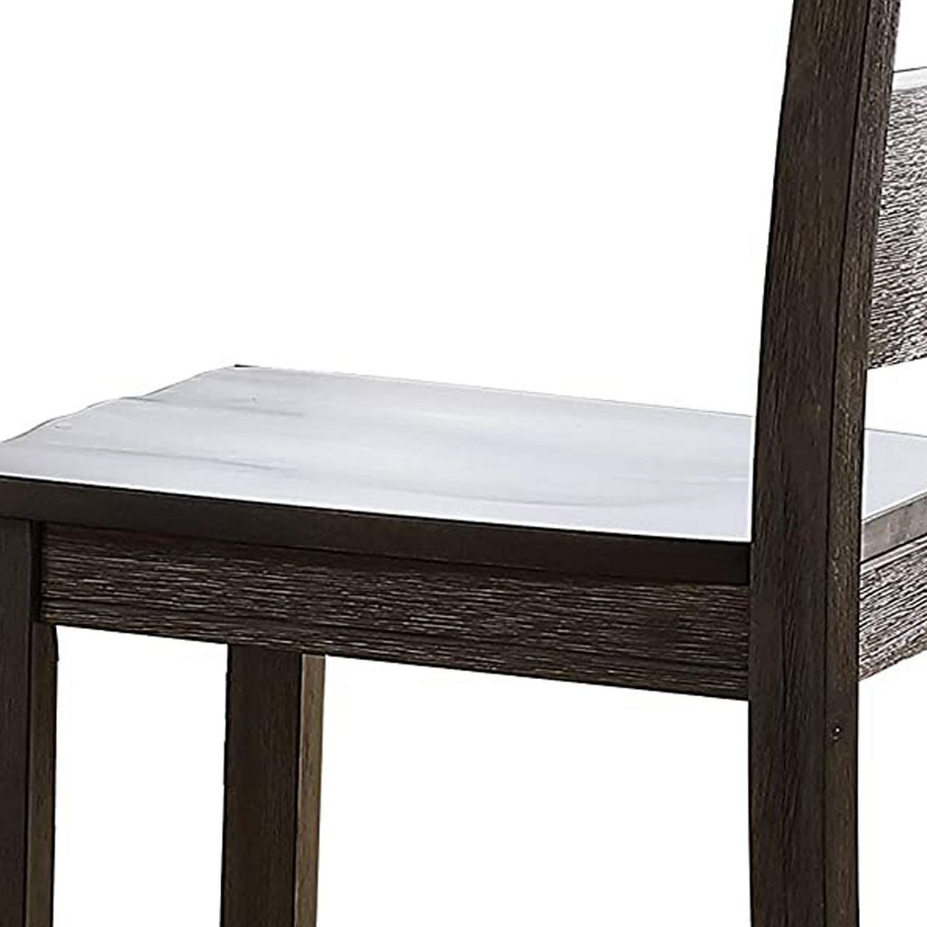 Wooden Counter Height Side Chair with Ladder Backrest, Set of 2, Dark Brown - View 4