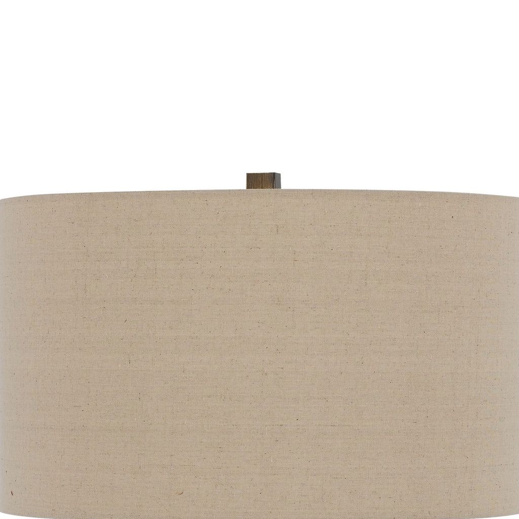 Metal Tripod Base Table Lamp with Fabric Drum Shade, Bronze and Beige - View 2