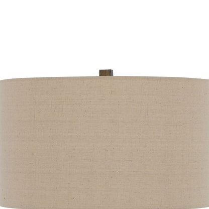 Metal Tripod Base Table Lamp with Fabric Drum Shade, Bronze and Beige - View 2
