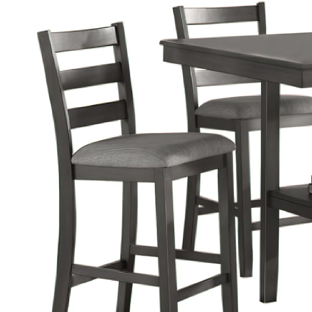 5 Piece Counter Height Dining Set, Table and 4 Chairs, Padded Seats, Gray - View 2