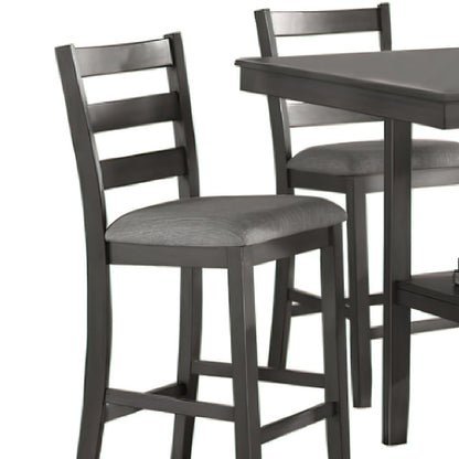 5 Piece Counter Height Dining Set, Table and 4 Chairs, Padded Seats, Gray - View 2