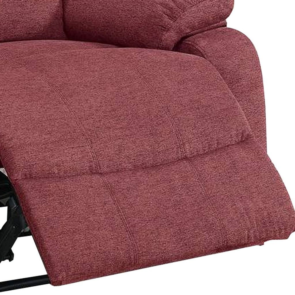 39 Inch Fabric Power Recliner with USB Port, Red - View 3