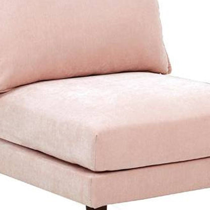 Rio 33 Inch Modular Armless Sofa Chair, Lumbar Cushion, Blush Pink - View 3