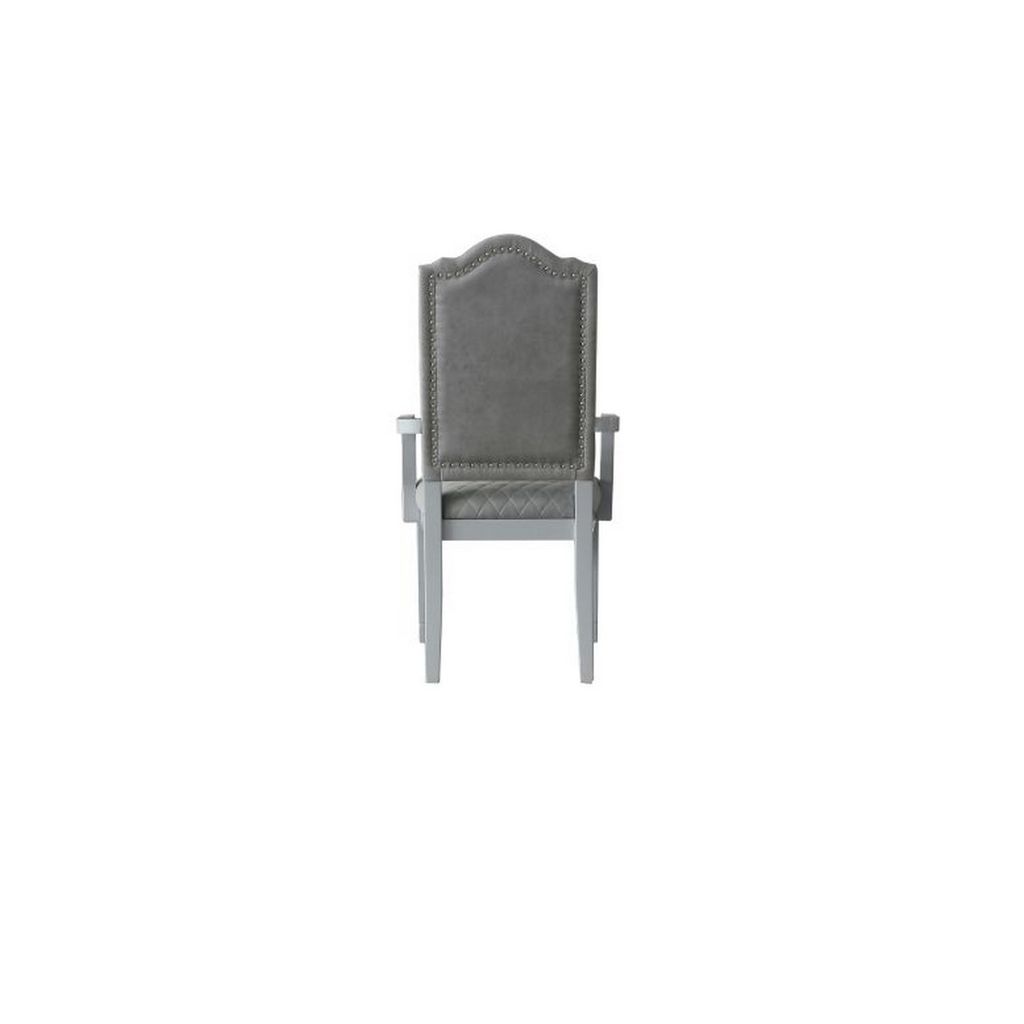 Arm Chair with Padded Seat and Arched Top, Set of 2, Beige - View 4