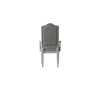 Arm Chair with Padded Seat and Arched Top, Set of 2, Beige - View 4