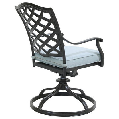 Wynn Outdoor Metal Dining Swivel Chair, Set of 2, Light Blue - View 5