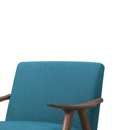 Fabric Upholstered Accent Chair with Curved Armrests, Blue - View 2