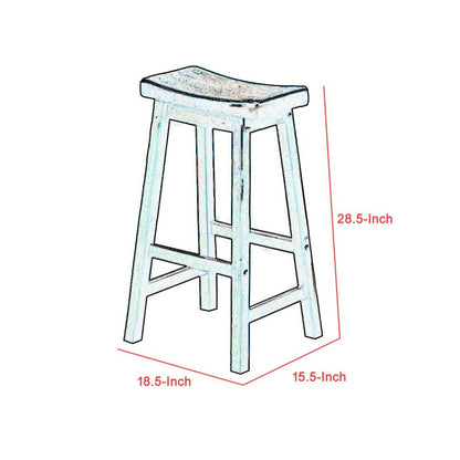 Wooden 29" Counter Height Stool with Saddle Seat, Distressed Cherry, Set Of 2 - View 6