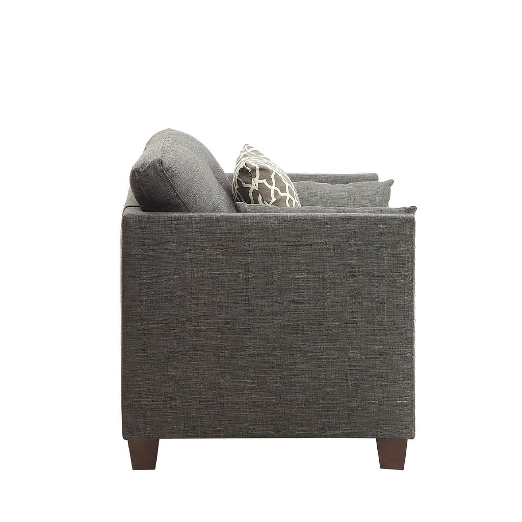 34 Inch Wide Nailhead Fabric Upholstered Accent Chair, Gray - View 4