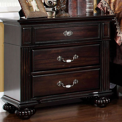 Syracuse Traditional Style Beautiful Nightstand, Dark Walnut - View 2