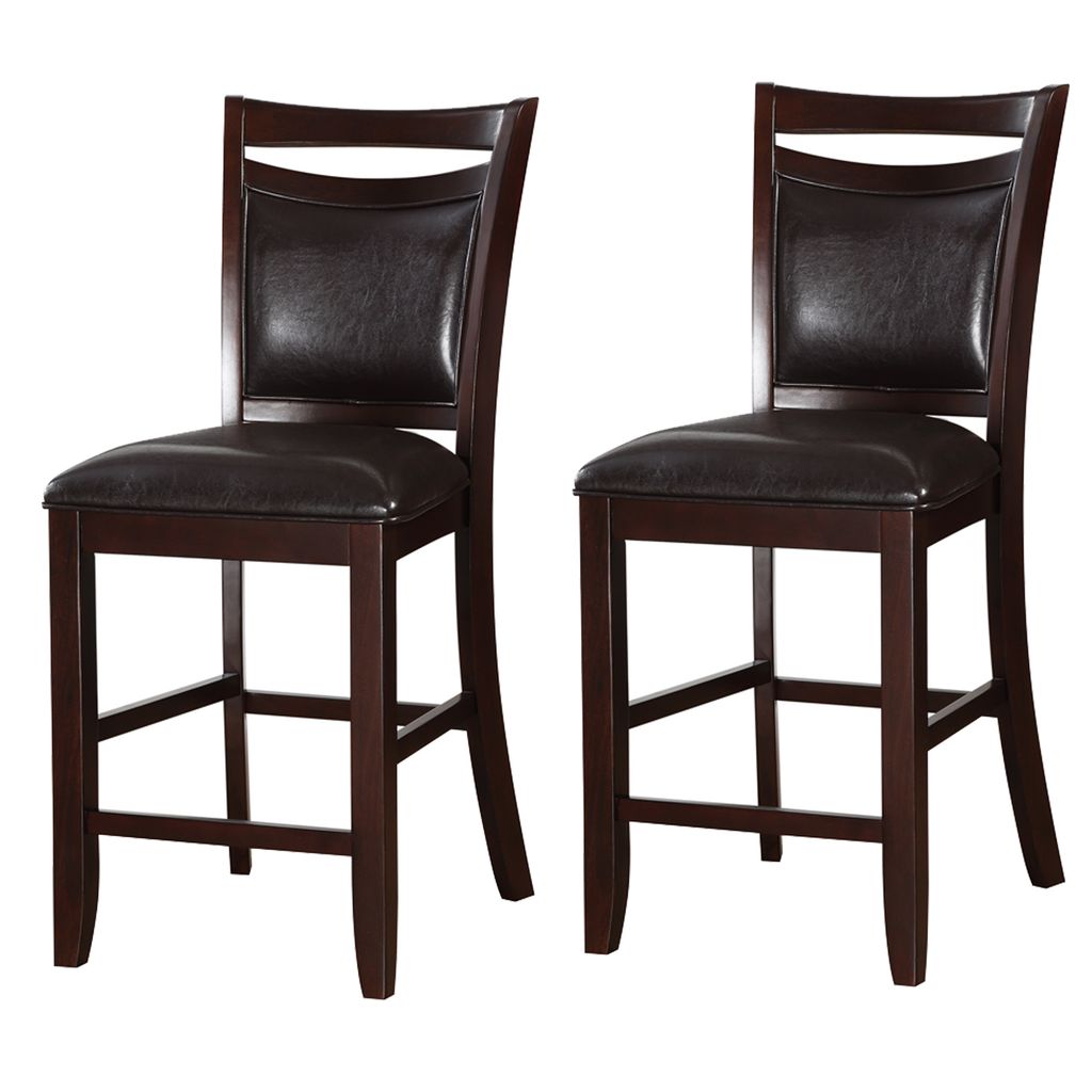 Classic Wooden Armless High Chair, Brown & Black, Set of 2