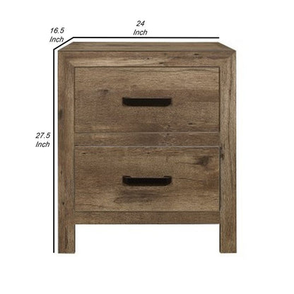 Zane 28 inch Transitional Nightstand, 2 Drawers, Weathered Pine Veneer - View 5
