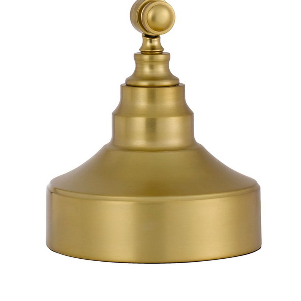 25 Inch Metal Curved Desk Lamp, Adjustable Dome Shade, Brass - View 5