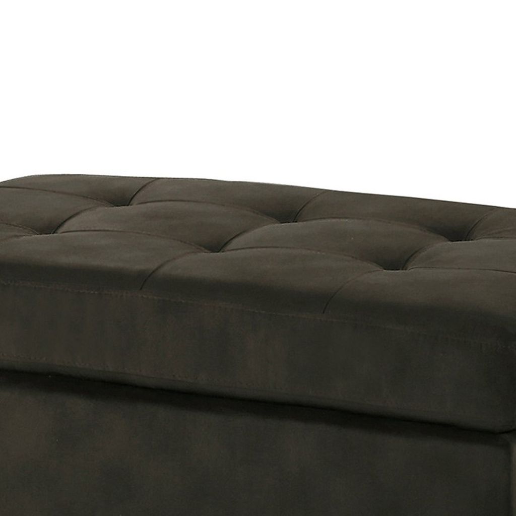 Polyester Upholstered Ottoman With Tufted Seat, Chocolate Brown - View 3
