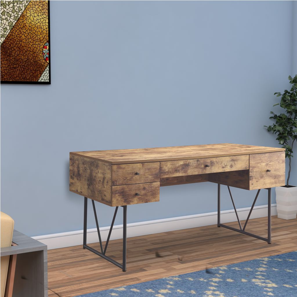 Voguish Style Writing Desk With 4 Drawers, Brown - View 7
