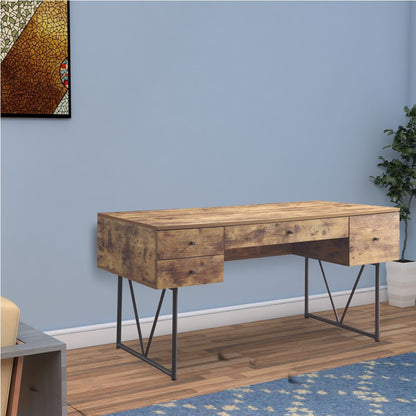 Voguish Style Writing Desk With 4 Drawers, Brown - View 7