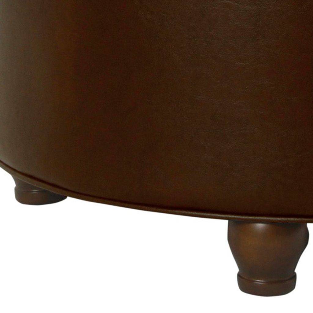 Leatherette Upholstered Wooden Ottoman with Tufted Lift Off Lid Storage, Brown - View 3