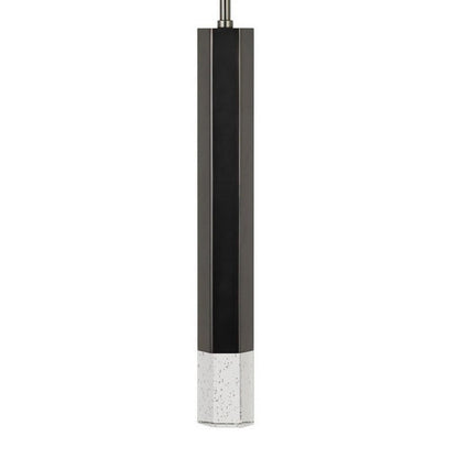 Hexagonal Metal Frame Single LED Light Pendant with Glass Diffuser, Black - View 4