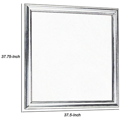 Wooden Frame Mirror with Mounting Hardware, Black and Silver - View 4