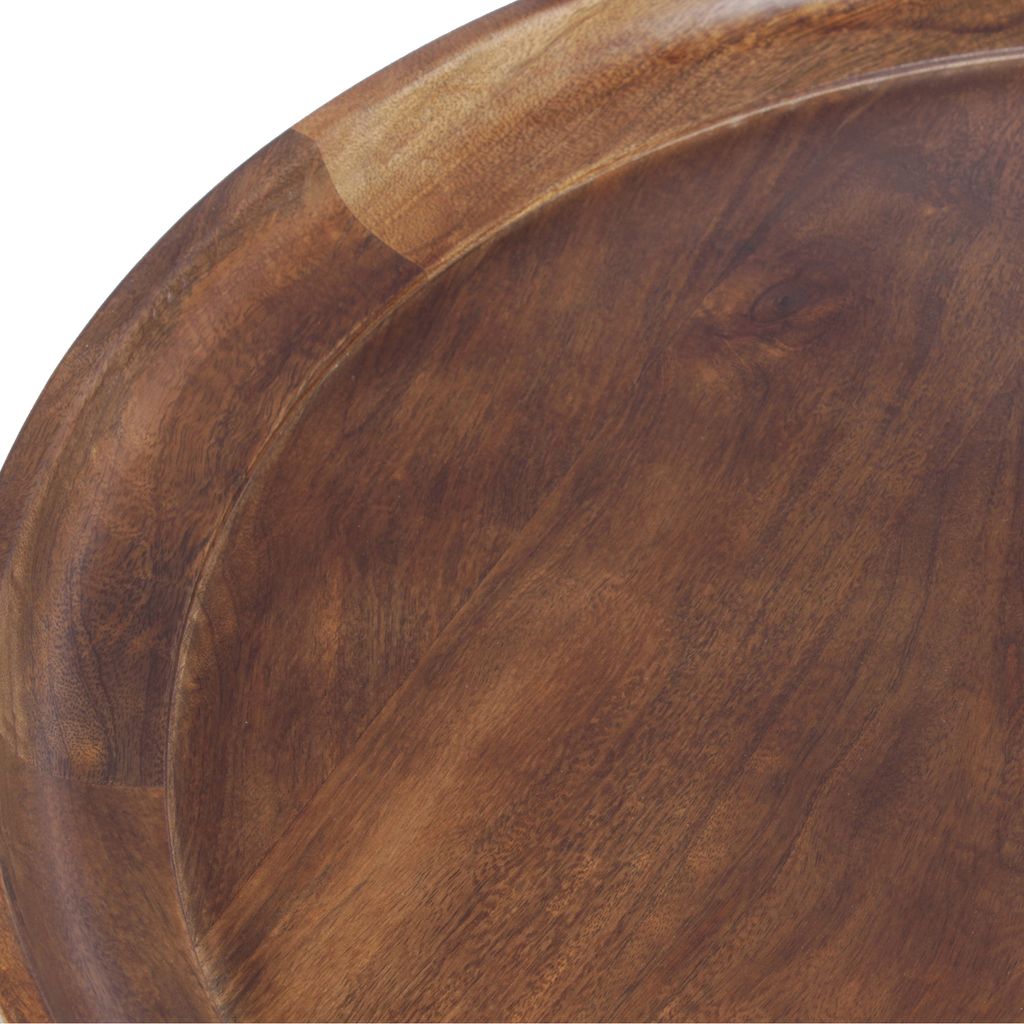 Gia Round Mango Wood Coffee Table With Splayed Metal Legs, Brown and Black - View 5