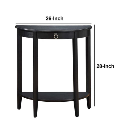 Wooden Half Moon Shaped Console Table with One Storage Drawer, Black - View 6