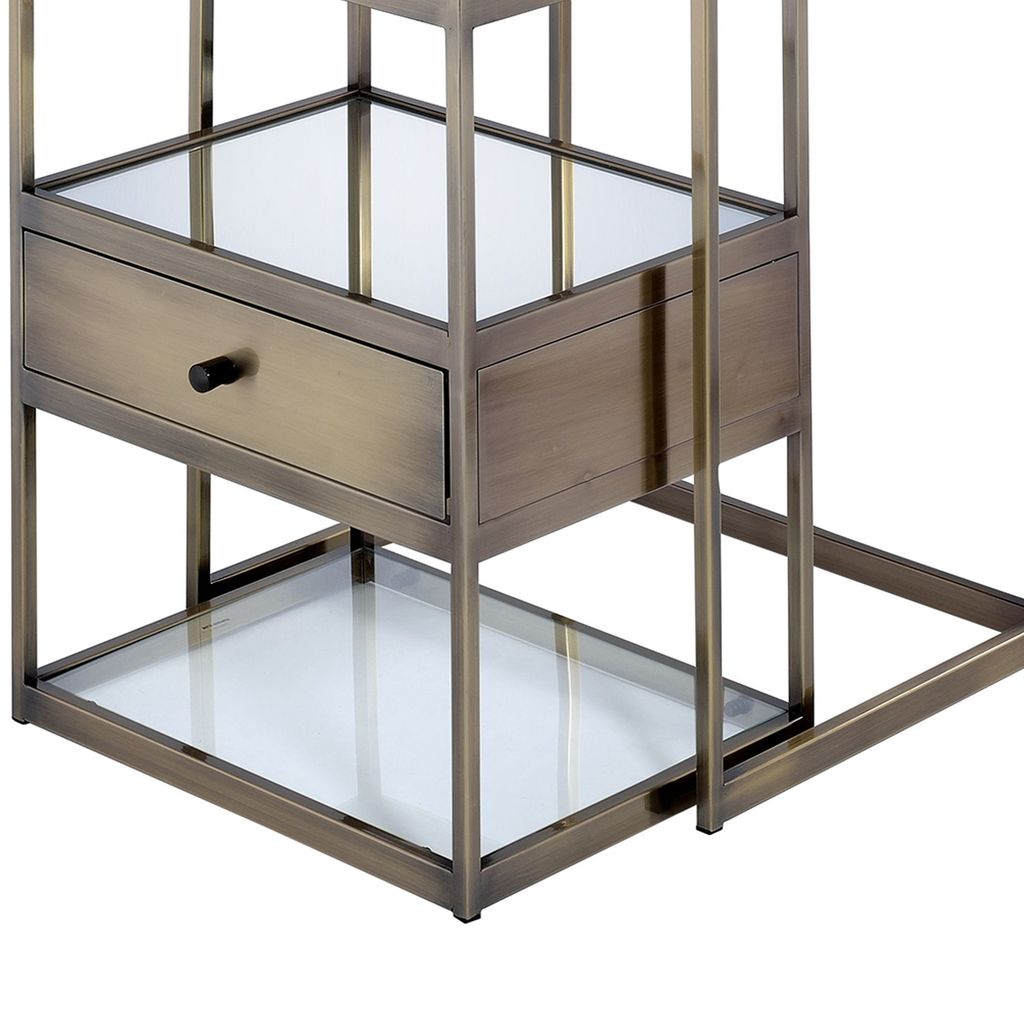 Stylish Nesting Tables Set, Clear Glass &  Brass, 2 Piece Pack - View 3