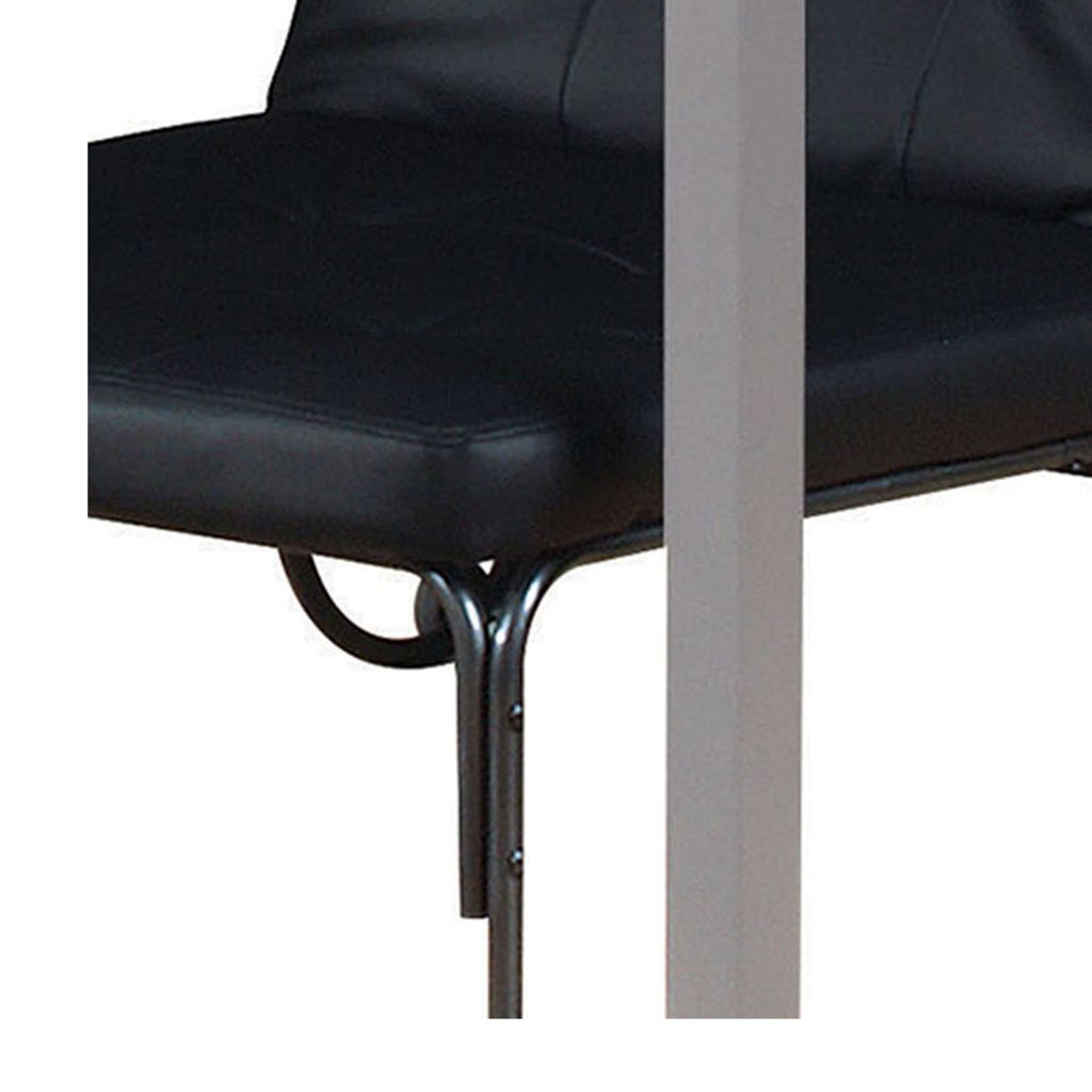 Adjustable Metal Futon with Faux Leather Upholstered Tufted Details and Casters, Black - View 3