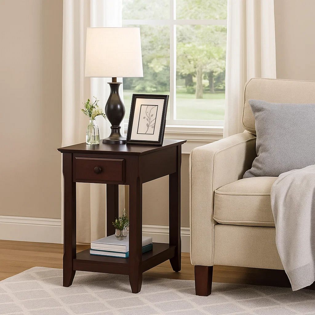 Accent Table with 1 Drawer and Bottom Shelf, Brown - View 7