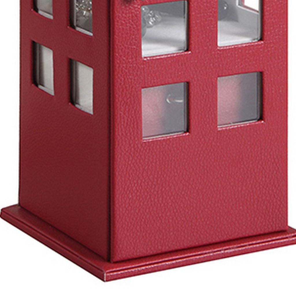 Telephone Booth Jewelry Box with 2 Drawers, Burgundy Red - View 4
